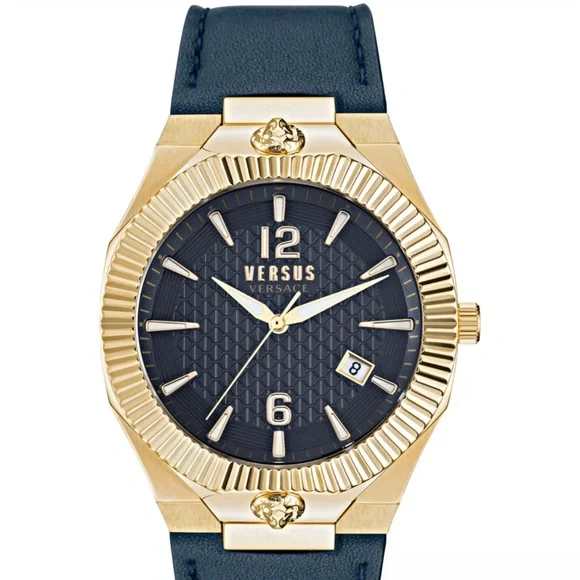 Versus Versace Gold Watch with Blue Dial Versus Versace Navy Dial Gold Tone Watch – Annie McConnell main image 3